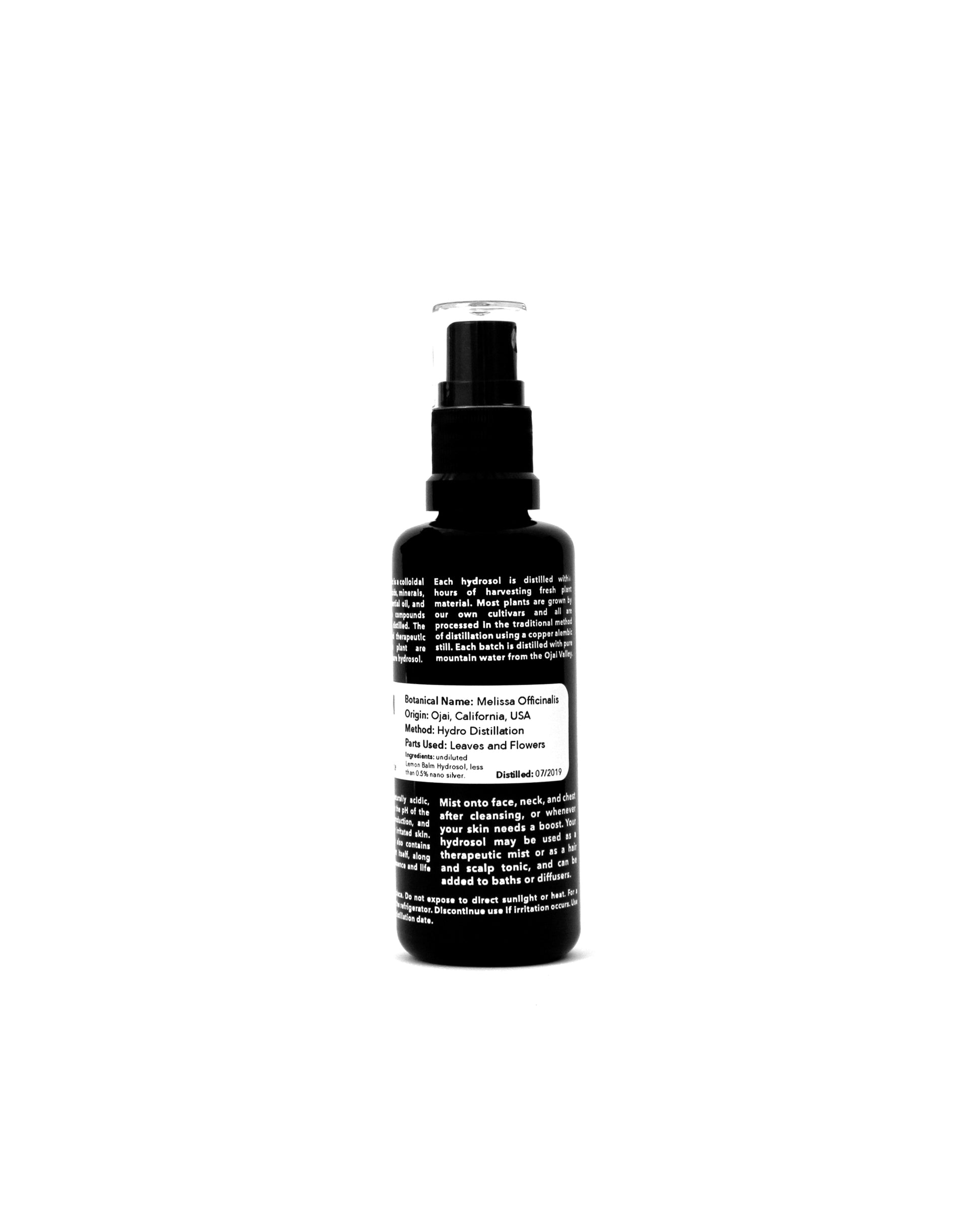 gara skincare lemon balm hydrosol ingredients on bottle