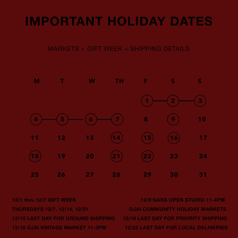 Important Holiday Dates