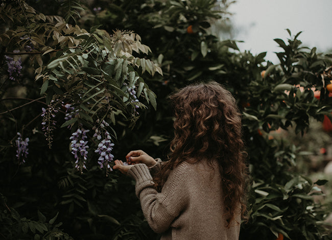 emilee in gara garden harvesting